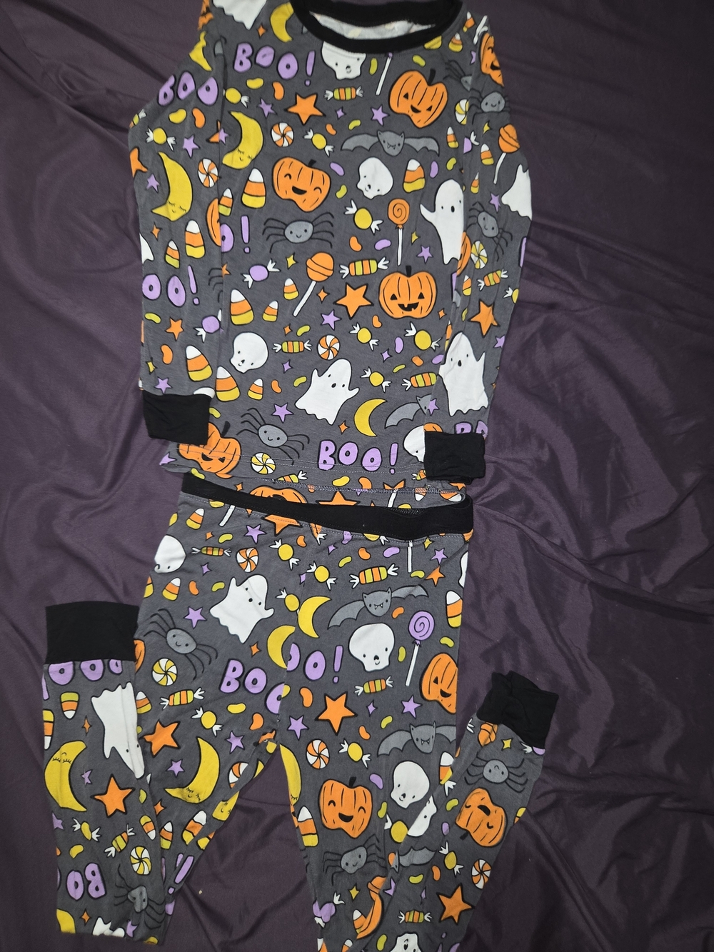 Little Sleepies Bamboo Halloween Candy Costume 🍭- Gray/Orange/Purple
